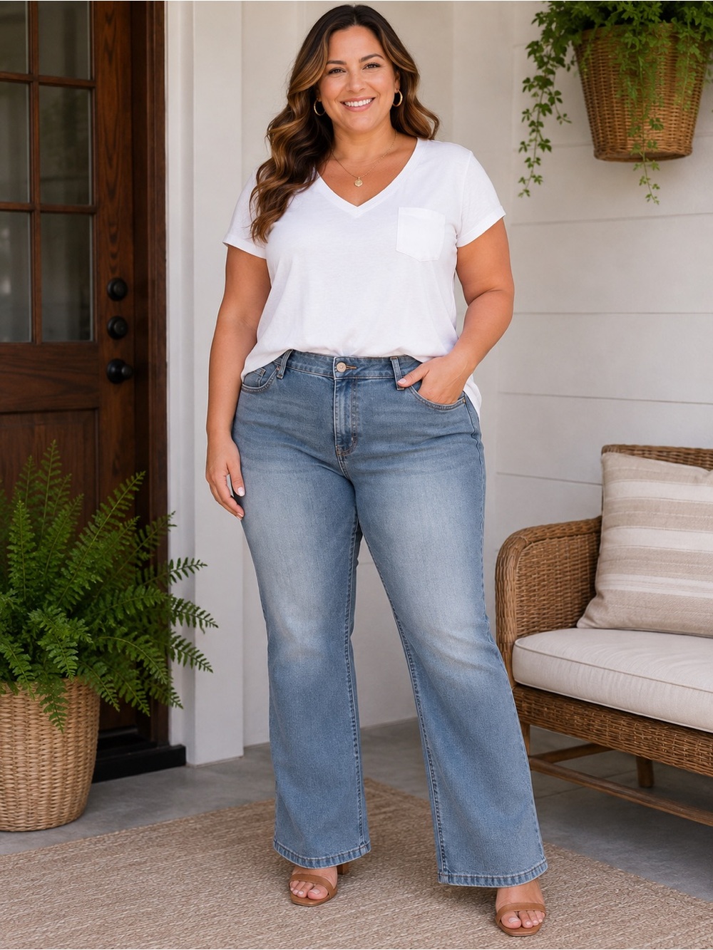 m jeans by maurices Slim Straight Mid Rise Blue Jeans Plus Size 22W Regular